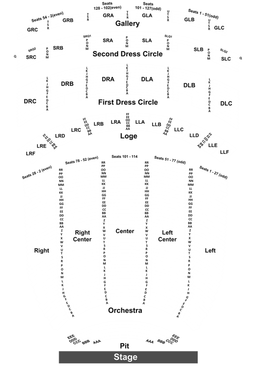 Seating chart for Fabulous Fox Theatre - Atlanta